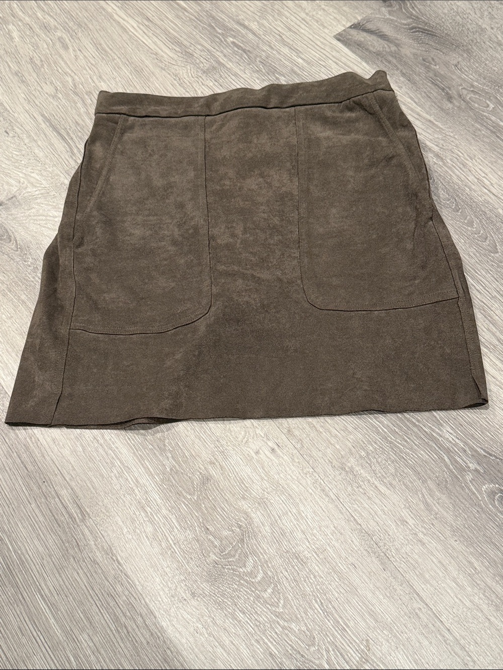 Classic army/olive green Suede-Look A-Line Skirt